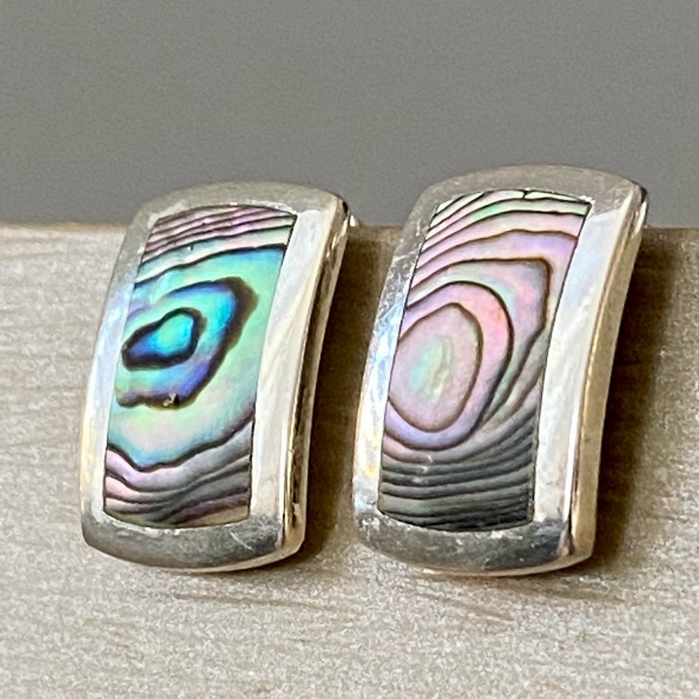 Abalone Sterling Silver Clip Earrings